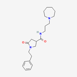 molecular formula C22H33N3O2 B1226451 N-[3-(1-azepanyl)propyl]-5-oxo-1-(2-phenylethyl)-3-pyrrolidinecarboxamide 
