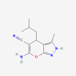 6-Amino-3-methyl-4-(2-methylpropyl)-2,4-dihydropyrano[2,3-c]pyrazole-5-carbonitrile