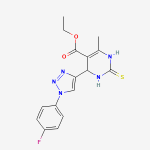 molecular formula C16H16FN5O2S B12264682 ethyl 4-[1-(4-fluorophenyl)-1H-1,2,3-triazol-4-yl]-6-methyl-2-sulfanylidene-1,2,3,4-tetrahydropyrimidine-5-carboxylate 