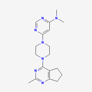 molecular formula C18H25N7 B12264726 N,N-dimethyl-6-(4-{2-methyl-5H,6H,7H-cyclopenta[d]pyrimidin-4-yl}piperazin-1-yl)pyrimidin-4-amine 