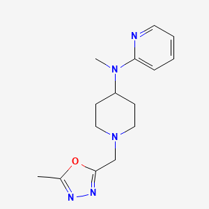 molecular formula C15H21N5O B12264758 N-methyl-N-{1-[(5-methyl-1,3,4-oxadiazol-2-yl)methyl]piperidin-4-yl}pyridin-2-amine 