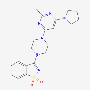 molecular formula C20H24N6O2S B12264776 3-{4-[2-Methyl-6-(pyrrolidin-1-yl)pyrimidin-4-yl]piperazin-1-yl}-1lambda6,2-benzothiazole-1,1-dione 
