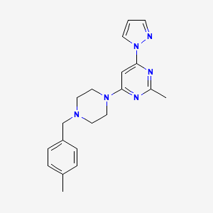 molecular formula C20H24N6 B12264841 2-methyl-4-{4-[(4-methylphenyl)methyl]piperazin-1-yl}-6-(1H-pyrazol-1-yl)pyrimidine 