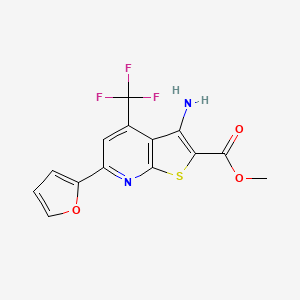 molecular formula C14H9F3N2O3S B12265246 Methyl 3-amino-6-(furan-2-yl)-4-(trifluoromethyl)thieno[2,3-b]pyridine-2-carboxylate 