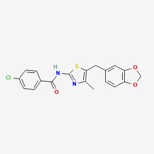 N-[5-(1,3-benzodioxol-5-ylmethyl)-4-methyl-2-thiazolyl]-4-chlorobenzamide