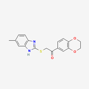 molecular formula C18H16N2O3S B12265266 1-(2,3-dihydro-1,4-benzodioxin-6-yl)-2-[(5-methyl-1H-benzimidazol-2-yl)sulfanyl]ethanone 