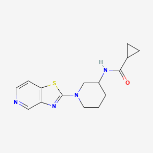 molecular formula C15H18N4OS B12265318 N-(1-{[1,3]thiazolo[4,5-c]pyridin-2-yl}piperidin-3-yl)cyclopropanecarboxamide 