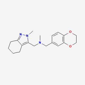 molecular formula C19H25N3O2 B12265378 [(2,3-dihydro-1,4-benzodioxin-6-yl)methyl](methyl)[(2-methyl-4,5,6,7-tetrahydro-2H-indazol-3-yl)methyl]amine 