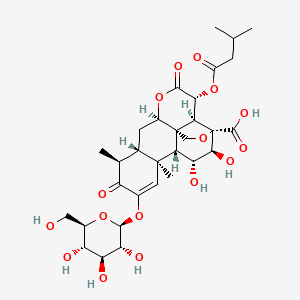 (1R,2S,3R,6R,8S,9S,13S,14R,15R,16S,17S)-15,16-dihydroxy-9,13-dimethyl-3-(3-methylbutanoyloxy)-4,10-dioxo-11-[(2S,3R,4S,5S,6R)-3,4,5-trihydroxy-6-(hydroxymethyl)oxan-2-yl]oxy-5,18-dioxapentacyclo[12.5.0.01,6.02,17.08,13]nonadec-11-ene-17-carboxylic acid