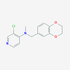 molecular formula C15H15ClN2O2 B12265448 3-chloro-N-[(2,3-dihydro-1,4-benzodioxin-6-yl)methyl]-N-methylpyridin-4-amine 