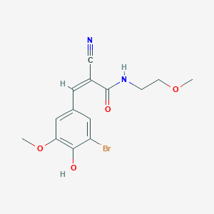 (Z)-3-(3-bromo-4-hydroxy-5-methoxyphenyl)-2-cyano-N-(2-methoxyethyl)prop-2-enamide