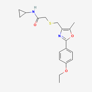 molecular formula C18H22N2O3S B1226576 N-CYCLOPROPYL-2-({[2-(4-ETHOXYPHENYL)-5-METHYL-1,3-OXAZOL-4-YL]METHYL}SULFANYL)ACETAMIDE 
