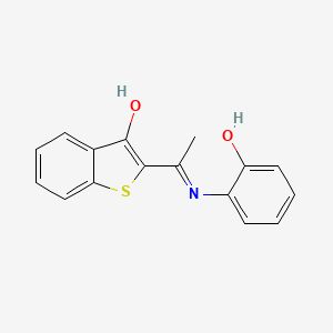 molecular formula C16H13NO2S B1226577 2-[1-(2-Hydroxyanilino)ethylidene]-1-benzothiophen-3-one 