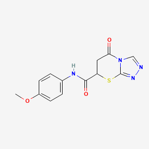 molecular formula C13H12N4O3S B1226584 N-(4-methoxyphenyl)-5-oxo-6,7-dihydro-[1,2,4]triazolo[3,4-b][1,3]thiazine-7-carboxamide 