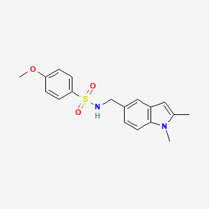 molecular formula C18H20N2O3S B1226588 N-[(1,2-dimethyl-5-indolyl)methyl]-4-methoxybenzenesulfonamide 