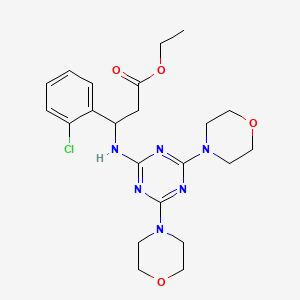 molecular formula C22H29ClN6O4 B1226601 Ethyl 3-(2-chlorophenyl)-3-[(4,6-dimorpholin-4-yl-1,3,5-triazin-2-yl)amino]propanoate 