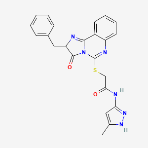 N-(5-methyl-1H-pyrazol-3-yl)-2-[[3-oxo-2-(phenylmethyl)-2H-imidazo[1,2-c]quinazolin-5-yl]thio]acetamide