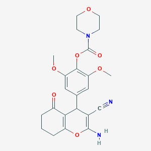 4-(2-amino-3-cyano-5-oxo-5,6,7,8-tetrahydro-4H-chromen-4-yl)-2,6-dimethoxyphenyl morpholine-4-carboxylate