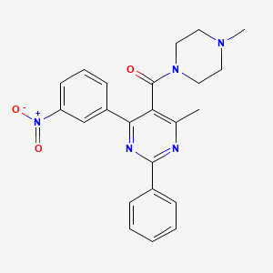 molecular formula C23H23N5O3 B1226624 6-Methyl-5-(4-methylpiperazin-1-ylcarbonyl)-4-(3-nitrophenyl)-2-phenylpyrimidine CAS No. 103294-21-9