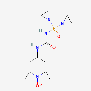 molecular formula C14H27N5O3P B1226625 4-((((Bis(1-aziridinyl)phosphinyl)amino)carbonyl)amino)-2,2,6,6-tetramethyl-1-piperidinyloxy CAS No. 96662-64-5