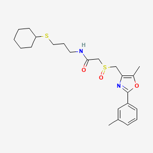 molecular formula C23H32N2O3S2 B1226644 N-[3-(cyclohexylthio)propyl]-2-[[5-methyl-2-(3-methylphenyl)-4-oxazolyl]methylsulfinyl]acetamide 