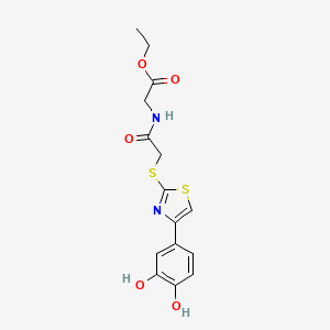 molecular formula C15H16N2O5S2 B12266544 Ethyl 2-(2-{[4-(3,4-dihydroxyphenyl)-1,3-thiazol-2-YL]sulfanyl}acetamido)acetate 