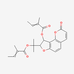 [8-[2-(2-Methylbut-2-enoyloxy)propan-2-yl]-2-oxo-8,9-dihydrofuro[2,3-h]chromen-9-yl] 2-methylbut-2-enoate