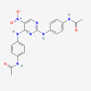 molecular formula C20H19N7O4 B1226661 N-[4-[[2-(4-acetamidoanilino)-5-nitro-4-pyrimidinyl]amino]phenyl]acetamide 