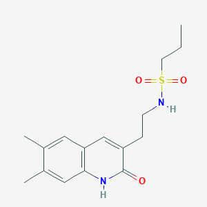molecular formula C16H22N2O3S B1226664 N-[2-(6,7-dimethyl-2-oxo-1H-quinolin-3-yl)ethyl]-1-propanesulfonamide 