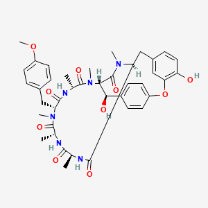 molecular formula C40H48N6O10 B1226670 (1S,4S,7R,10R,13R,16S,17R)-17,24-dihydroxy-10-[(4-methoxyphenyl)methyl]-4,7,9,13,15,29-hexamethyl-22-oxa-3,6,9,12,15,29-hexazatetracyclo[14.12.2.218,21.123,27]tritriaconta-18,20,23,25,27(31),32-hexaene-2,5,8,11,14,30-hexone 