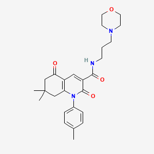 molecular formula C26H33N3O4 B1226685 7,7-dimethyl-1-(4-methylphenyl)-N-[3-(4-morpholinyl)propyl]-2,5-dioxo-6,8-dihydroquinoline-3-carboxamide 