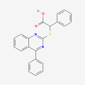 molecular formula C22H16N2O2S B12267175 Phenyl[(4-phenylquinazolin-2-yl)sulfanyl]acetic acid 