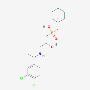 molecular formula C18H28Cl2NO3P B1226724 Cyclohexylmethyl-[3-[1-(3,4-dichlorophenyl)ethylamino]-2-hydroxypropyl]phosphinic acid 