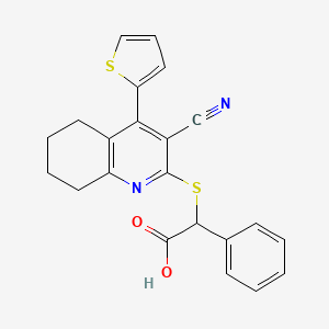 2-[(3-Cyano-4-thiophen-2-yl-5,6,7,8-tetrahydroquinolin-2-yl)thio]-2-phenylacetic acid