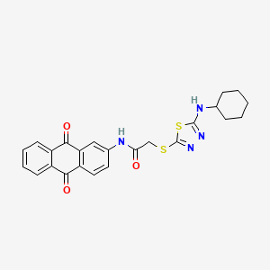 molecular formula C24H22N4O3S2 B1226734 2-[[5-(cyclohexylamino)-1,3,4-thiadiazol-2-yl]thio]-N-(9,10-dioxo-2-anthracenyl)acetamide 