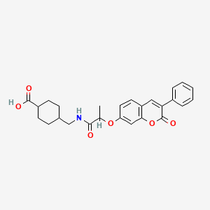 molecular formula C26H27NO6 B1226740 trans-4-[({2-[(2-oxo-3-phenyl-2H-chromen-7-yl)oxy]propanoyl}amino)methyl]cyclohexanecarboxylic acid 