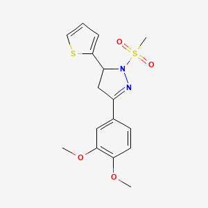 molecular formula C16H18N2O4S2 B1226816 5-(3,4-Dimethoxyphenyl)-2-methylsulfonyl-3-thiophen-2-yl-3,4-dihydropyrazole 