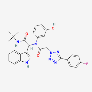N-tert-butyl-2-(N-[2-[5-(4-fluorophenyl)-2-tetrazolyl]-1-oxoethyl]-3-hydroxyanilino)-2-(1H-indol-3-yl)acetamide