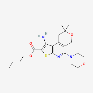 1-Amino-8,8-dimethyl-5-morpholin-4-yl-8,9-dihydro-6H-7-oxa-3-thia-4-aza-cyclopenta[a]naphthalene-2-carboxylic acid butyl ester