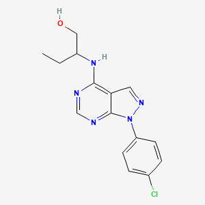 molecular formula C15H16ClN5O B1226829 2-[[1-(4-Chlorophenyl)-4-pyrazolo[3,4-d]pyrimidinyl]amino]-1-butanol 