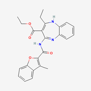 2-ethyl-4-[[(3-methyl-2-benzofuranyl)-oxomethyl]amino]-1H-1,5-benzodiazepine-3-carboxylic acid ethyl ester