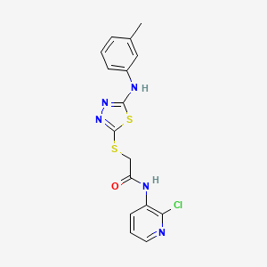 molecular formula C16H14ClN5OS2 B1226843 N-(2-chloro-3-pyridinyl)-2-[[5-(3-methylanilino)-1,3,4-thiadiazol-2-yl]thio]acetamide 