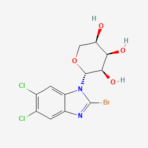 molecular formula C12H11BrCl2N2O4 B1226846 (2R,3R,4R,5R)-2-(2-bromo-5,6-dichloro-1H-benzo[d]imidazol-1-yl)tetrahydro-2H-pyran-3,4,5-triol 