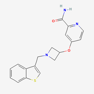 molecular formula C18H17N3O2S B12268477 4-({1-[(1-Benzothiophen-3-yl)methyl]azetidin-3-yl}oxy)pyridine-2-carboxamide 
