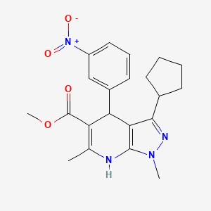 Methyl 3-cyclopentyl-4,7-dihydro-1,6-dimethyl-4-(3-nitrophenyl)pyrazolo(3,4-b)pyridine-5-carboxylate