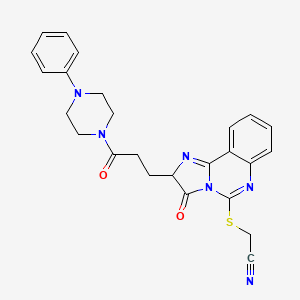molecular formula C25H24N6O2S B1226869 ({3-Oxo-2-[3-oxo-3-(4-phenylpiperazin-1-yl)propyl]-2,3-dihydroimidazo[1,2-c]quinazolin-5-yl}thio)acetonitrile 