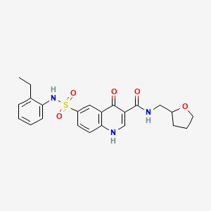 molecular formula C23H25N3O5S B1226872 6-[(2-ethylphenyl)sulfamoyl]-4-oxo-N-(2-oxolanylmethyl)-1H-quinoline-3-carboxamide 