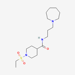 molecular formula C17H33N3O3S B1226873 N-[3-(1-azepanyl)propyl]-1-ethylsulfonyl-4-piperidinecarboxamide 