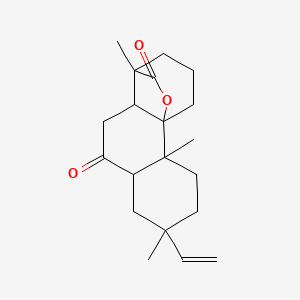 molecular formula C20H28O3 B1226893 5-Ethenyl-2,5,11-trimethyl-15-oxatetracyclo[9.3.2.01,10.02,7]hexadecane-8,16-dione 