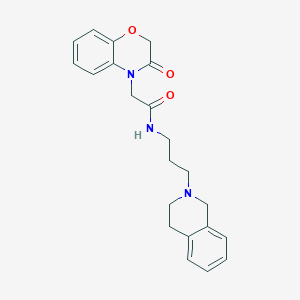molecular formula C22H25N3O3 B1226905 N-[3-(3,4-dihydro-1H-isoquinolin-2-yl)propyl]-2-(3-oxo-1,4-benzoxazin-4-yl)acetamide 